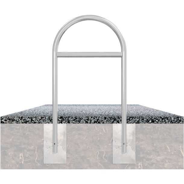 Runde st�lr�rsb�jler | � 48 mm x 2,5 mm | til indst�bning i beton | med tv�rstang | samlet bredde: ca. 650 mm | varmgalvaniseret og lakeret, farve: gr�n (RAL 6005)